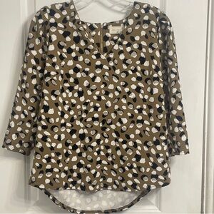 Melloday Spotted 3/4 sleeve Blouse Size Medium Black